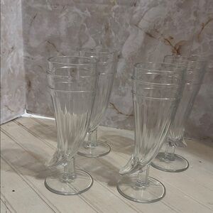 Viking horn style clear beer goblets , set of 4